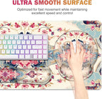 Gaming Mouse Pad, Large Desk Mat, Cute Desk Pad Protector, 4in1 XXL Mousepad + Keyboard Wrist Rest+Mouse Wrist Rest+Coaster Set with Ergonomic Desk Pad for Home Office Computer, Retro Style Pattern