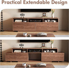 Extendable TV Stand for 65-100 Inches TVs - Walnut Entertainment Console with 2 Cabinets, 3 Open Compartments & 1 Adjustable Shelf, Cable Management, Adjustable Length 63''-94.5'' (Walnut, 63"-94.5")