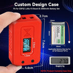Meshnology Case for LoRa ESP32 V3 Module Board Device Set - Development Board Antenna 3000mAh Battery All-in Enclosure OLED Screen Protection Shell with Type C Interface (N35 Version, Red)