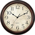 KECYET 14 Inch Wall Clocks Battery Operated Silent Non-Ticking Analog Wall Clock Vintage Retro Rustic Style Decorative for Living Room Kitchen Home Office(Bronze)
