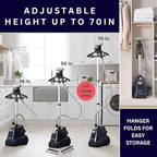 SALAV Heavy Duty Commercial Full-Size Garment Steamer with Foot Pedals and Extra Large 3L (101.5 oz) Water Tank, 1800 watts of Poweful Steam (Navy)