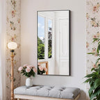Black Bathroom Mirror for Wall, 20x40 Inch Rectangle Mirror with Metal Frame, Modern Vanity Mirrors for Bathroom Living Room, Entryway Hangs Horizontal or Vertical