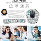 Keyboard Wrist Rest and Mouse Pad Wrist Support Set with Coasters,Non-Slip PU Base Ergonomic Gaming Mousepad for Home Office Working Studying Easy Typing & Pain Relief,Mandala Flowers