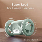 CLOCKY Extra Loud Alarm Clock for Heavy Sleepers on Wheels Rolls Runs Away Vibrating, Easy to Set Super Smart Snooze Digital Bed Shaker Alarm Clock Funny Gift for Adults Kids Teens Bedrooms (Sage)