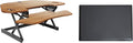 Rocelco 46" Height Adjustable Corner Standing Desk Converter with Anti Fatigue Mat Bundle - Quick Sit Stand Up Dual Monitor Riser - Computer Workstation - Teak Wood Grain (R CADRT-46-MAFM)