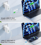 Mac Book Pro Charger - 140W Type C Fast Charger for USB C Port MacBook Pro & MacBook Air, ipad Pro, 4-Port PD20W Wall Charging Block Cube for iPhone 17/16/15/14/13 Pro Max, iPad,Samsung Galaxy