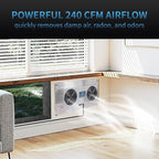 240 CFM Crawlspace Vent Fan, With Thermostat,Humidistat, Crawlspace Fans, For Moisture Reduction, Radon Mitigation, Freeze Protection , Ideal for Basement, Attic, Crawl Space Fan Vent(Natural color)