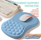 KUOSGM 2-in-1 Ergonomic Set, Wave Rise Keyboard Wrist Rest and Massage Bulge Slope Mouse Pad Wrist Support, Cushion Memory Foam Integrated to Relieve Wrist Pain, Lake Blue