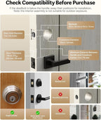 Lockin Veno Pro Smart Deadbolt Lock with Dual Swappable Batteries for 6-Month Extended Power, Palm Vein & Fingerprint Keyless Entry, Built-in Wi-Fi, Doorbell, App Remote Control, IP65 Waterproof