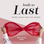 Handy Laundry Collapsible Mesh Pop Up Hamper with Wide Opening and Side Pocket - Breathable, Sturdy, Foldable, and Space-Saving Design for Clothes and Storage (Red)