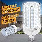 XYCN 2 Pack 240W Corn LED Light Bulb Fanless,5000K Daylight(2400 Watt Equivalent) E26/E39 Large Mogul Base LED Cob Lamp 34,800LM for Outdoor Indoor Garage Warehouse Factory Workshop Street Backyard