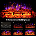 24.5" Electric Fireplace Inserts, Adjustable Brightness, Thermostat&Timer, Overheating Protection, 750/1500W