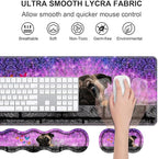 Ergonomic Keyboard Wrist Rest & Mouse Pad Wrist Rest Set, Large XXL Gaming Desk Mat 31.5"x 11.8" with Non-Slip Base, Memory Foam, Easy Typing Pain Relief for Home & Office, Cute Pug and Butterfly