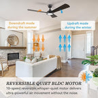 SMAAIR 56inch Smart Wifi Ceiling Fans with Dimmable LED Lights and Remote, Compatible with Alexa/Google Home/Siri/APP, Outdoor DC Fans with 10 Speeds, Timer/Schedule,Walnut