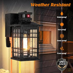 2-Pack Porch Lights with GFCI Outlet, Motion Sensor Dusk to Dawn Waterproof Outdoor Wall Lights, 3 Lighting Modes Black Exterior Light Fixtures for Front Door, Outside Wall Lanterns for House Garage