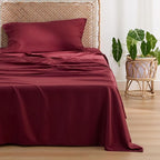 Bedsure Cooling Sheets Twin XL, Rayon Derived from Bamboo, Breathable & Soft Twin XL Sheet Sets, Deep Pocket Up to 16 Inches, Hotel Luxury Silky Dorm Bedding for Hot Sleepers, Burgundy