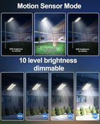 JAYNLT Y-9500W Solar Street Lights Outdoor,6500K Highest Lumen Parking Lot Lights,Waterproof Duks to Dawn Solar Flood Security Lamps Motion Sensor for Garage,Stadiums