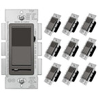 BESTTEN 10 Pack Matte Brown Dimmer Light Switch, Single Pole or 3-Way, Compatible with Dimmable LED, CFL, Incandescent and Halogen Bulb, 120VAC, UL Listed
