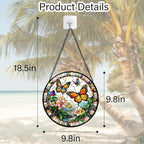 DASTOLL Stained Glass Window Hanging, Butterflies Flying in The Sky Suncatcher for Doors Home Sun Catchers Decoration and Christmas, Mother's Day Birthday Gifts for Women, Men, and Mom 9.8 in