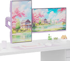 Pixio PS1D Wave Purple Dual Monitor Arm Stand Desk Mount - Fits up to 32 inches Monitors and up to 19.8lbs. VESA Compatibility and Integrated Cable Management
