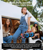 Portable Bluetooth Speaker Wireless,140W Peak Loud Sound with 2 Subwoofers and 2 Tweeters, Plus Bass Boost, IP65 Waterproof Outdoor Speaker, 24H Playtime, RGB Lights, TF/AUX/USB/Mic Input, Large Party