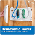 ICC 8” Plastic Structured Wiring Enclosure with Cover, Media Enclosure with CAT5e 6-Port PoE++ and 1x6 Bridged Telephone Modules, Cable Management Box, UL Listed, ICRDSMMAW8