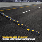 OranLite 6 Pack 1-Channel Rubber Cable Protector Ramp, 17" x 6" x 1.3" inch Interlocking Floor Wire Cord Cable Cover, Visible at Night, Durable Rubber Speed Bump Hump Ramp (1-Channel 6 Pack)