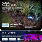 Enbrighten Vibe Eternity Garden Lights, 50ft, 12 RGBWIC LEDs, Waterproof, Uplights, Outdoor Landscape Lighting, Home Exterior Spotlight, Smart App, Compatible with Alexa, Google Home, 83790