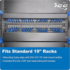 ICC 2U Ring Cable Manager Panel with Cover, Metal, 3" D-Rings, Horizontal Cable Management, Rackmount for 19” Network Racks, Black, Single Pack