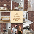 Autorific Acoustic Wall Panels,6 Pack Total Size 72 x 48 Inches,Self-Adhesive Decorative Acoustic Panels for Wall and ceiling,3D UV Printing with Wood Look,Red Sandalwood