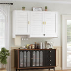 PAKASEPT 44.8" W Kitchen Wall Cabinet, Laundry Room Cabinets - Bathroom Wall Cabinet with Flip-Bottom Drawer and Hanging Rod, Storage Cabinets for Bathroom, Kitchen, Entryway, Laundry Room