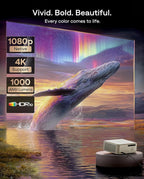 Aurzen EAZZE D1 MAX Upgraded Google TV Smart Projector 4K Supported, 1000 ANSI Lumens, MEMC Tech, Fully Automatics, 20W Dolby Audio, Home Theater Movie Projector with WiFi and Bluetooth, Off-white