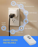 HBN Remote Control Outlet Plug Remote Light Switch Remote Outlet Switch Wireless On Off Switch Plug for Chritmas Light and Household Appliances, 15A/1875W(1 Outlet + 1Remote)