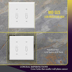 ENERLITES Mid-Size Toggle Light Switch Wall Plate, Midway Size 2-Gang 4.88" x 4.92", Unbreakable Polycarbonate Thermoplastic, UL Listed, 8812M-W-5PCS, White (5 Pack)