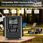 LNEX Solar Charge Controller Waterproof, 20A Solar Panel Regulator with Temp Sensor,Backlit LCD, 12V/24V PWM Solar Controller for LiFePO4,AGM, Gel, Flooded and Lithium Battery