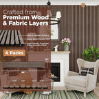 Avana Acoustic Wood Wall Panels – 94.4 X 12.6 Inch Walnut Acoustic Panels 4 PCs – Wall Panels For Interior Wall Decor For Homes, Offices, Studios – Sturdy And Durable Wood Panels For Wall