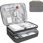 Electronics Organizer,Travel Cord Organizer Pouch, Portable Cable Organizer Bags, Waterproof Electronic Accessories Storage Case for Cables, Cords, Charger, Phone (Three Layer-Gray)