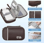 Electronics Organizer,Travel Cord Organizer Pouch, Portable Cable Organizer Bags, Waterproof Electronic Accessories Storage Case for Cables, Cords, Charger, Phone (Single Layer-Small-Brown)