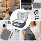 Electronics Organizer,Travel Cord Organizer Pouch, Portable Cable Organizer Bags, Waterproof Electronic Accessories Storage Case for Cables, Cords, Charger, Phone (Three Layer-Gray)