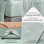 Bambaw King Sheet Set 6pcs – 100% Viscose Derived from Bamboo Sheets King Size Deep Pocket, Fits Up to 16'' with Elastic Corner Straps, Soft Cooling Sheets for Hot Sleepers (Sea Glass)