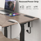 Furniture Drawer Outlet, Recessed Power Strip with (3) PD 20W USB Ports Fast Charging & (3) 15 Amp AC Outlets, (14 AWG) 5 FT Spring Black Cord