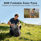 E-POWO 60W Portable Solar Panels Chargers with USB-C, USB-A and DC Outputs Foldable IP67 Waterproof Solar Panel for Camping,Power Emergency for Small Power Station,Phones, Power Banks