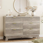 Xixini Fluted Dresser for Bedroom with 6 Drawers, 48" Wide Modern Chest of Drawers with Metal Handle, Wooden Dresser TV Stand, Wood Closet Clothes Storage Organizer for Living Room, Hallway, Grey