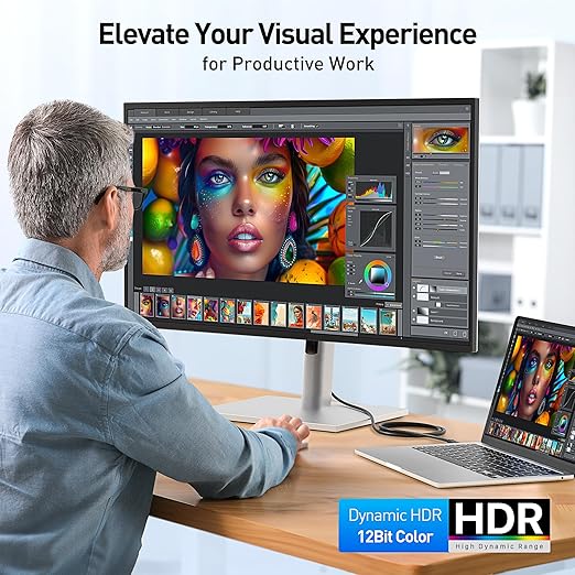 Cable Matters Unidirectional USB C to HDMI 2.1 Cable - 15ft, Support 4K@240Hz and 8K@60Hz, HDR - Thunderbolt 4, Thunderbolt 5, USB 4 Compatible with MacBook Pro, XPS, ThinkPad - Max 4K@60Hz on macOS
