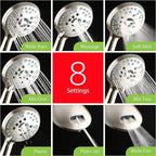 Hotel Spa AquaCare As-Seen-On-TV High Pressure Handheld/Rain 50-mode 3-way Shower Head Combo with Adjustable Arm - Anti-clog Nozzles, Tub & Pet Power Wash, 6 ft. Stainless Steel Hose, Nickel Finish