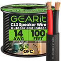 GEARit Outdoor Speaker Wire CL3 Rated, 14 Gauge Speaker Wire, Speaker Cable 100 ft for Outdoor Speakers, Patio, Garden, Backyard Audio, Direct Burial in Ground/in Wall, OFC (Black, 2-Conductors)