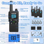 FRS Walkie Talkies Long Range for Adults,Rechargeable FWCN30A Radios with NOAA Family 2 Way Radio with Earpiece 1250mAh Flashlight USB for Camping Hiking Cruise,4Pack