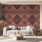 Autorific Acoustic Wall Panels,6 Pack Total Size 72 x 48 Inches,Self-Adhesive Decorative Acoustic Panels for Wall and ceiling,3D UV Printing with Wood Look,Red Sandalwood