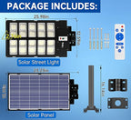 JAYNLT Y-5200W Solar Street Lights Outdoor,520000LM 6500K Commercial Parking Lot Lights Dusk to Dawn, Waterproof Solar Security Flood Lamps with Motion Sensor and Remote for Yard, Garage, Driveway