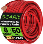 GEARit 8 Gauge Wire, (50ft Each - Red Translucent) Copper Clad Aluminum CCA - Primary Automotive Wire Power/Ground, Battery Cable, Car Audio Speaker, RV Trailer, Amp, Electrical 8ga AWG 50 Feet